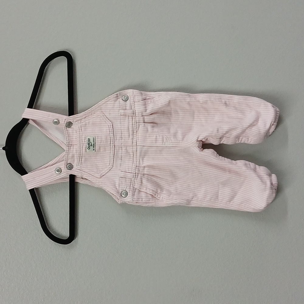 Oshkosh pink striped overalls 12months